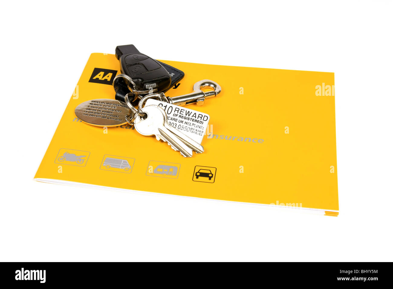 AA Auto Versicherung vor einem weißen Hintergrund Stockfoto