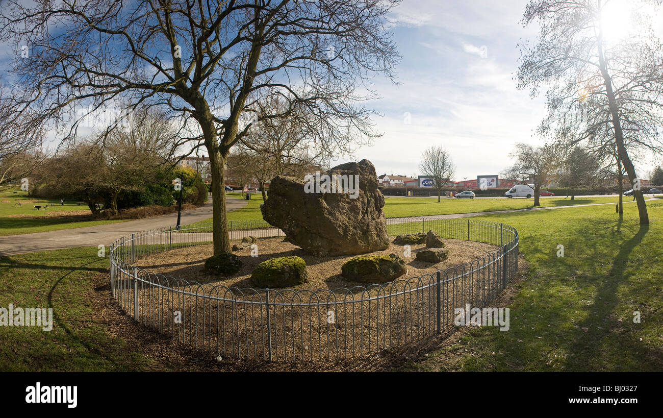 Goldstone, neolithische Menhir in Hove Park, East Sussex, UK Stockfoto