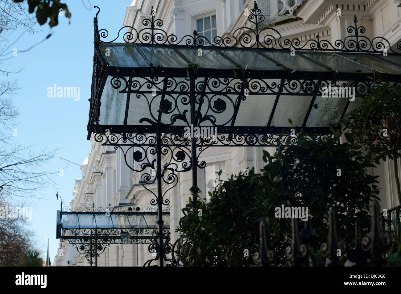 Holland Park Hauseingänge Stockfoto