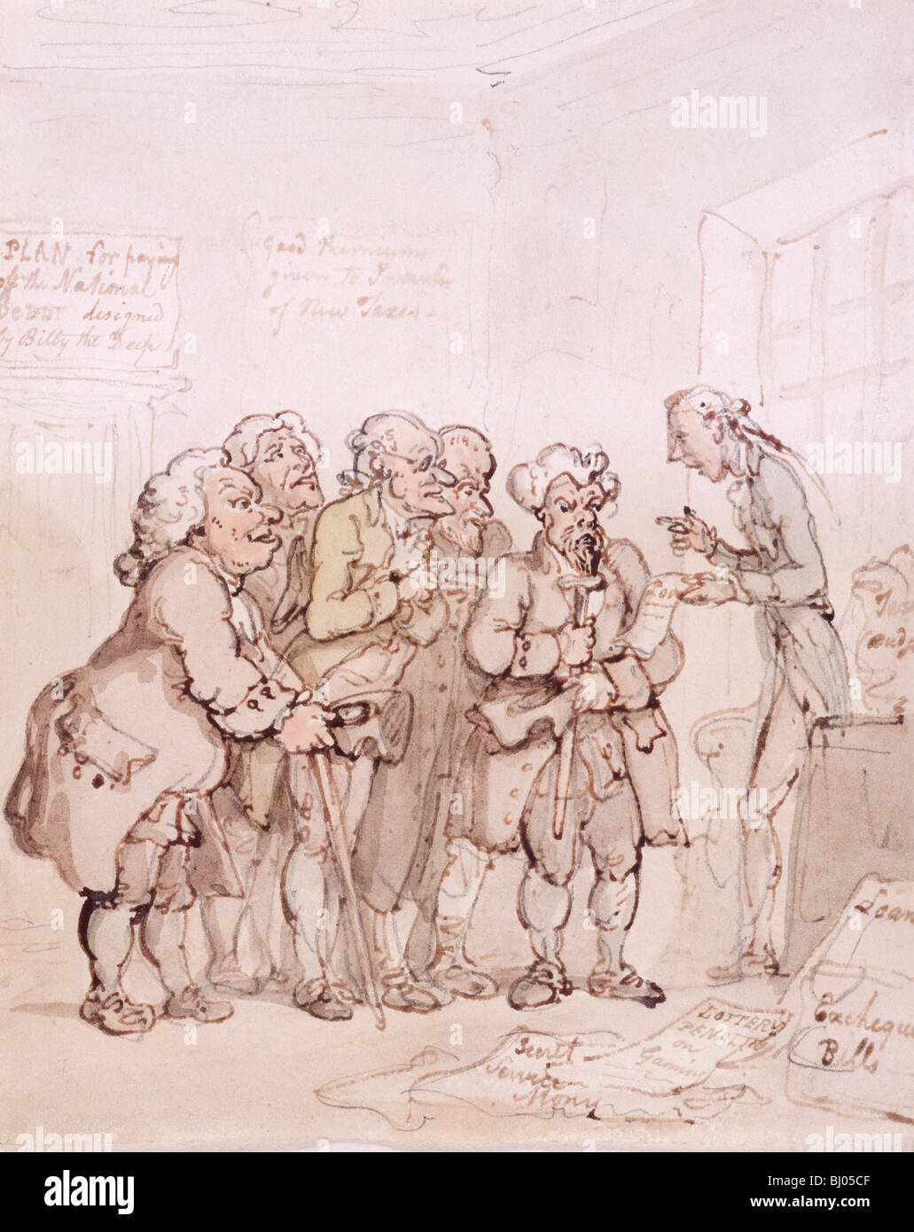 Kredit Unternehmer, Ende 18. / Anfang des 19. Jahrhunderts. Künstler: Thomas Rowlandson Stockfoto