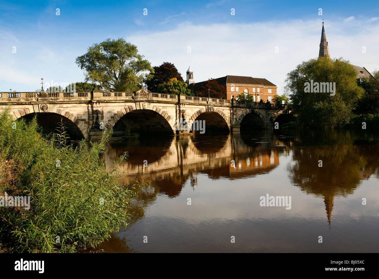 Die Englisch-Brücke, Shrewsbury, Shropshire. Stockfoto