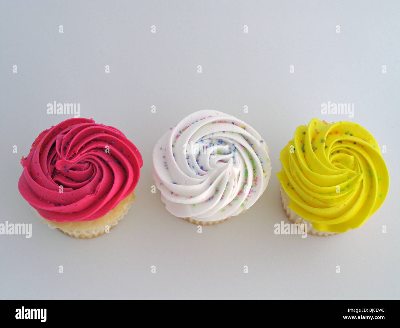Drei mattierte cupcakes Stockfoto