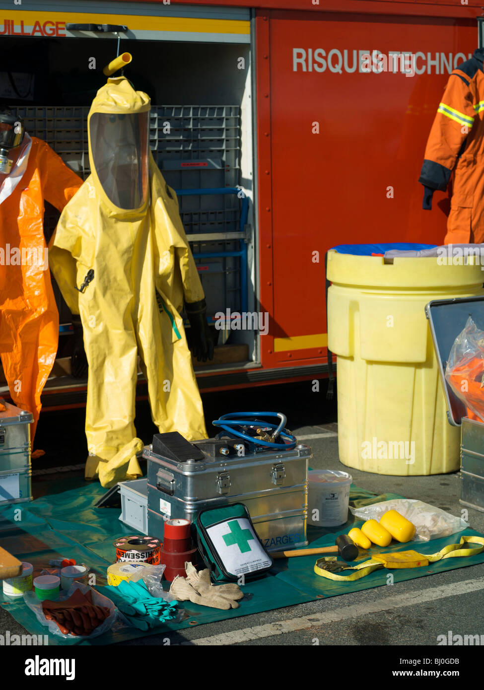 Feuerwehr Ausrüstung Frankreich Stockfoto