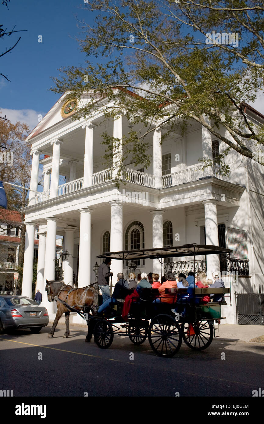 Pferd und Wagen Tour vorbei an South Carolina Society Hall, Charleston Stockfoto