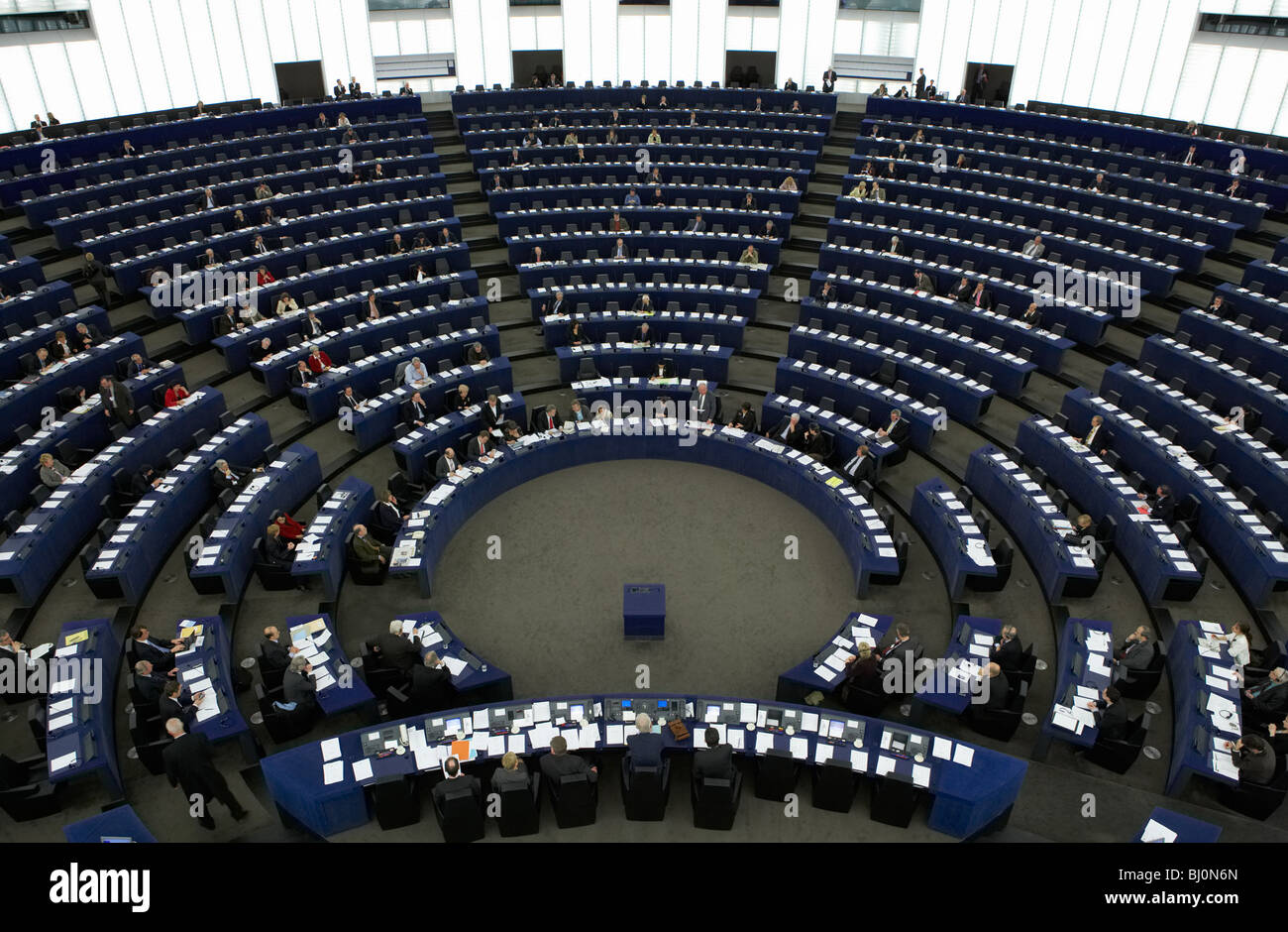 Mitglieder des Parlaments im Plenarsaal des Europäischen Parlaments, Straßburg, Frankreich Stockfoto