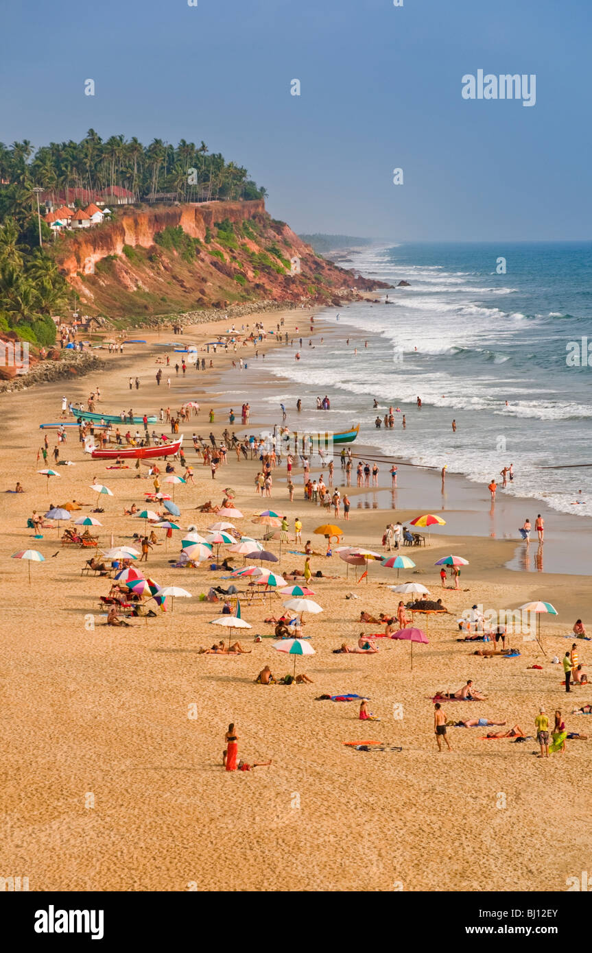 Reinwaschen Strand Varkala Kerala Indien Stockfoto