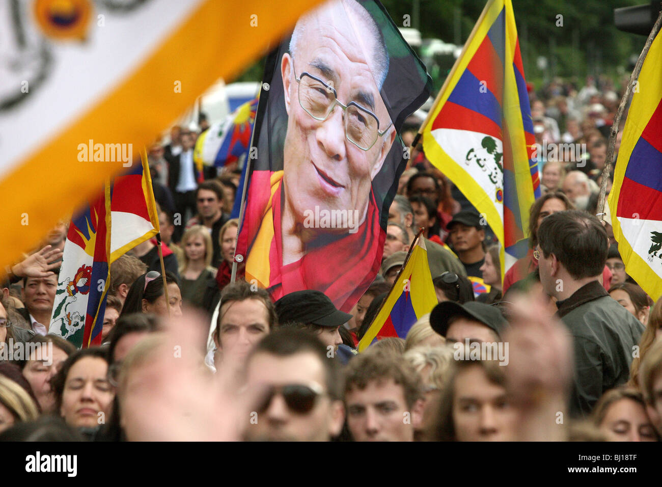 Solidaritätskundgebung für Tibet, Berlin, Deutschland Stockfoto