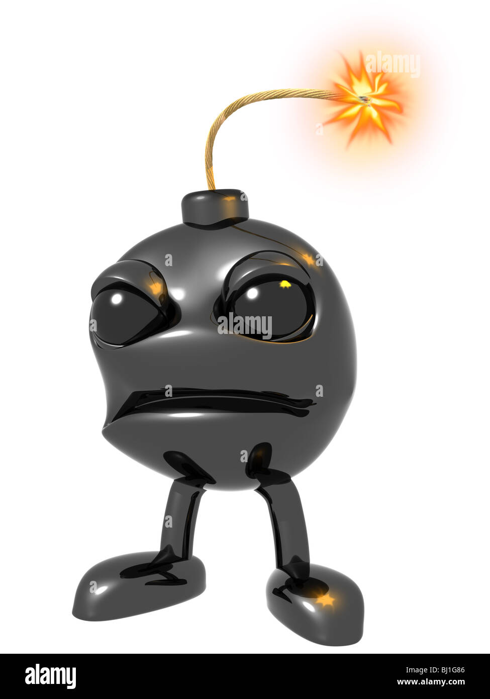 Abbildung einer Cartoon-Bombe mit einer flammenden Sicherung Stockfoto