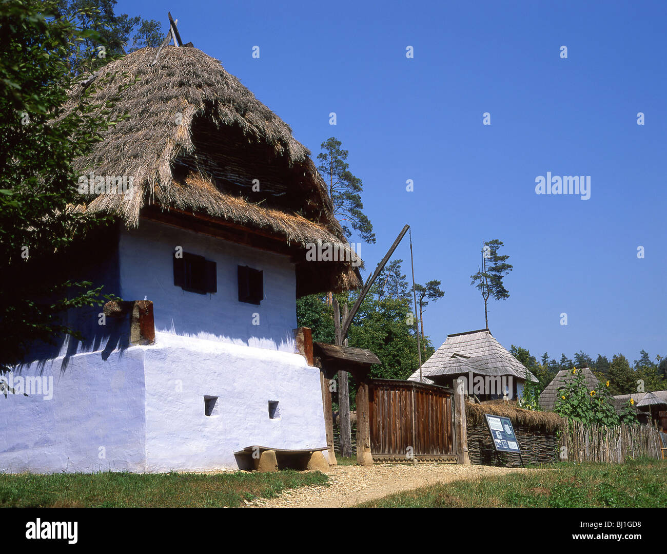 Alte Bauernhäuser, Sibiu Museum, Sibiu, Siebenbürgen, Rumänien Sibiu Grafschaft Stockfoto