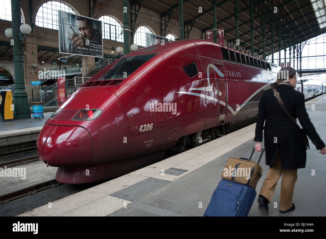 Paris, Frankreich, Hochgeschwindigkeitszug Thalys, TGV, Kugel, Zug in Gare du Nord, Bahnhof