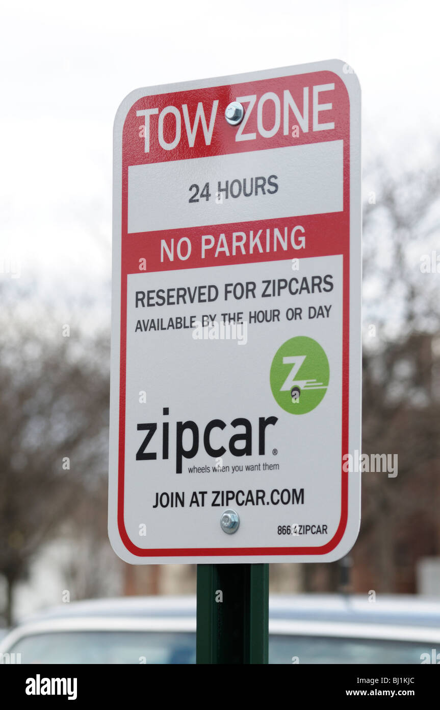 Zipcar Parken Zeichen Stockfoto