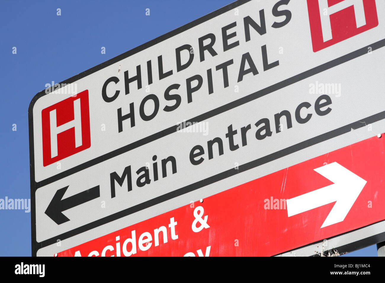 Die Birmingham Kinder Krankenhaus Krankenhaus Zeichen, Birmingham 2010 Stockfoto