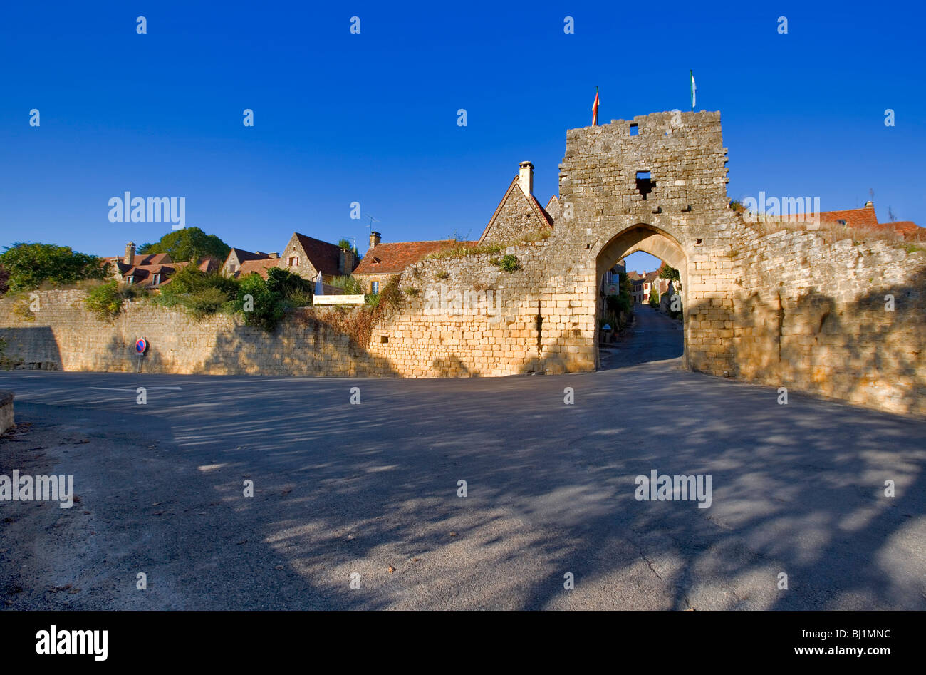 Domme mittelalterlichen Gateway, Dordogne, Südwest-Frankreich, Europa Stockfoto