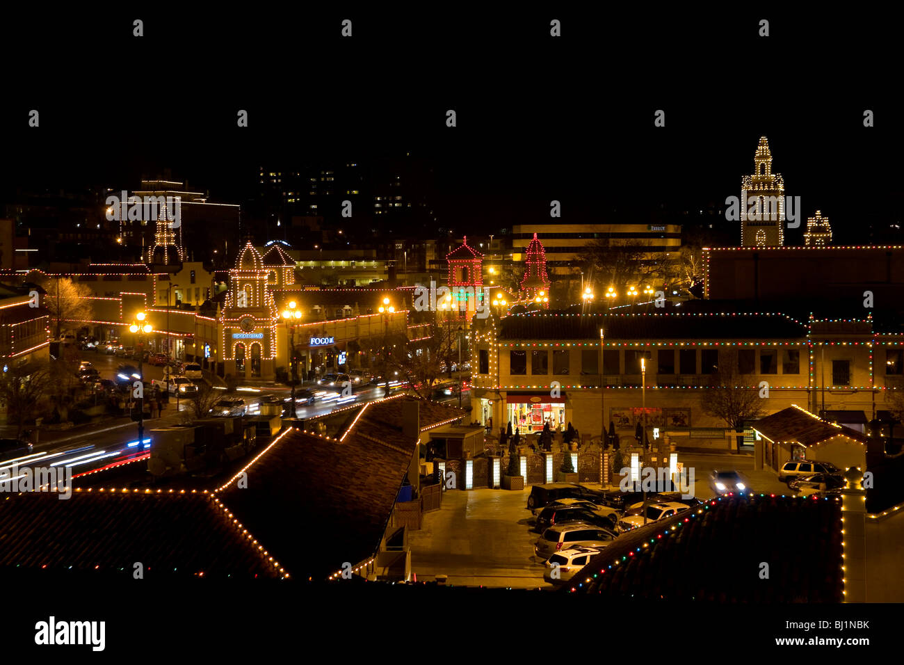 Country Club Plaza Weihnachtsbeleuchtung in Kansas City, Missouri Stockfoto