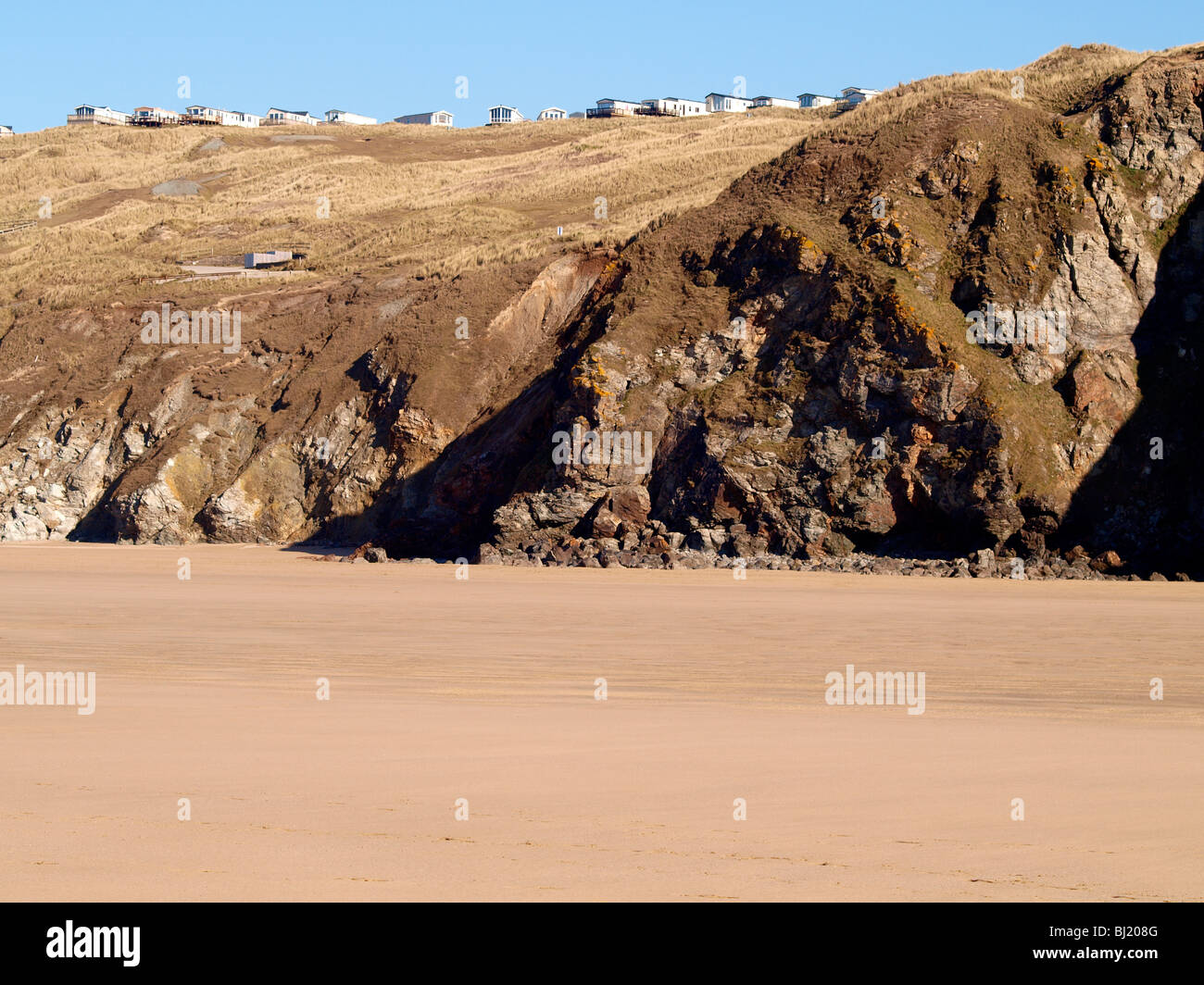 Cliff Top Urlaub Wohnwagen, Perranporth, Cornwall Stockfoto