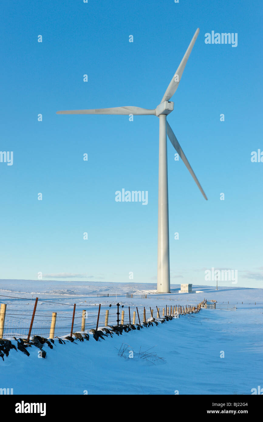 Grün kan Windfarm in die Ochil Hills, Perth und Kinross, Schottland, Großbritannien. Stockfoto