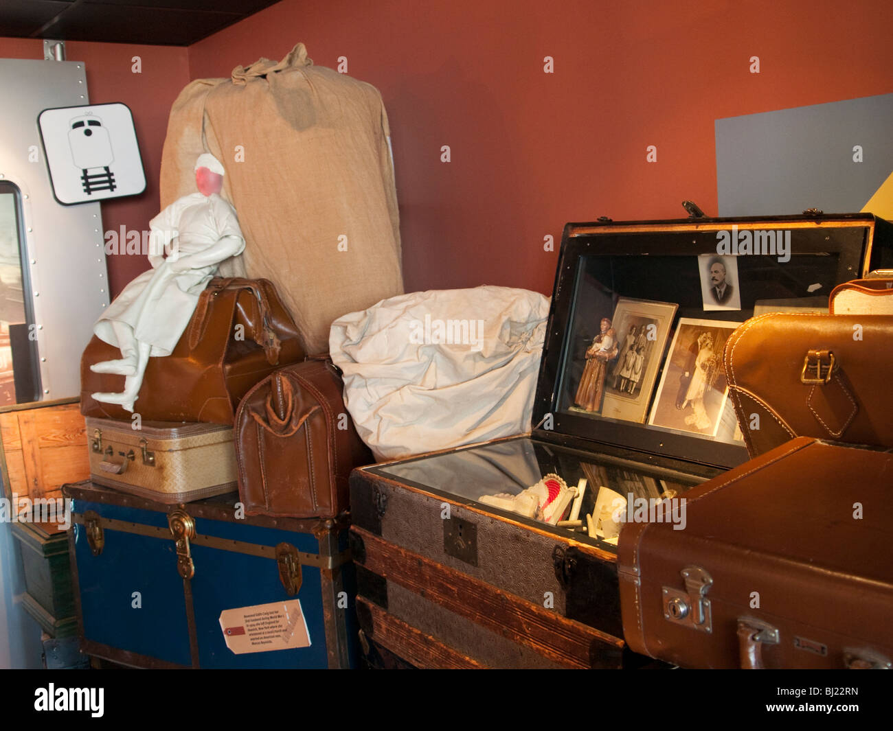 Geschichte wird lebendig in der Aussichtsplattform Skywalk im Prudential Center in Boston, Massachusetts, USA Stockfoto