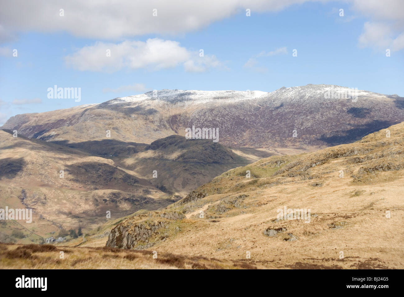 Der Glyder Bergkette von Nant Gwynant in Snowdonia, Nordwales Stockfoto