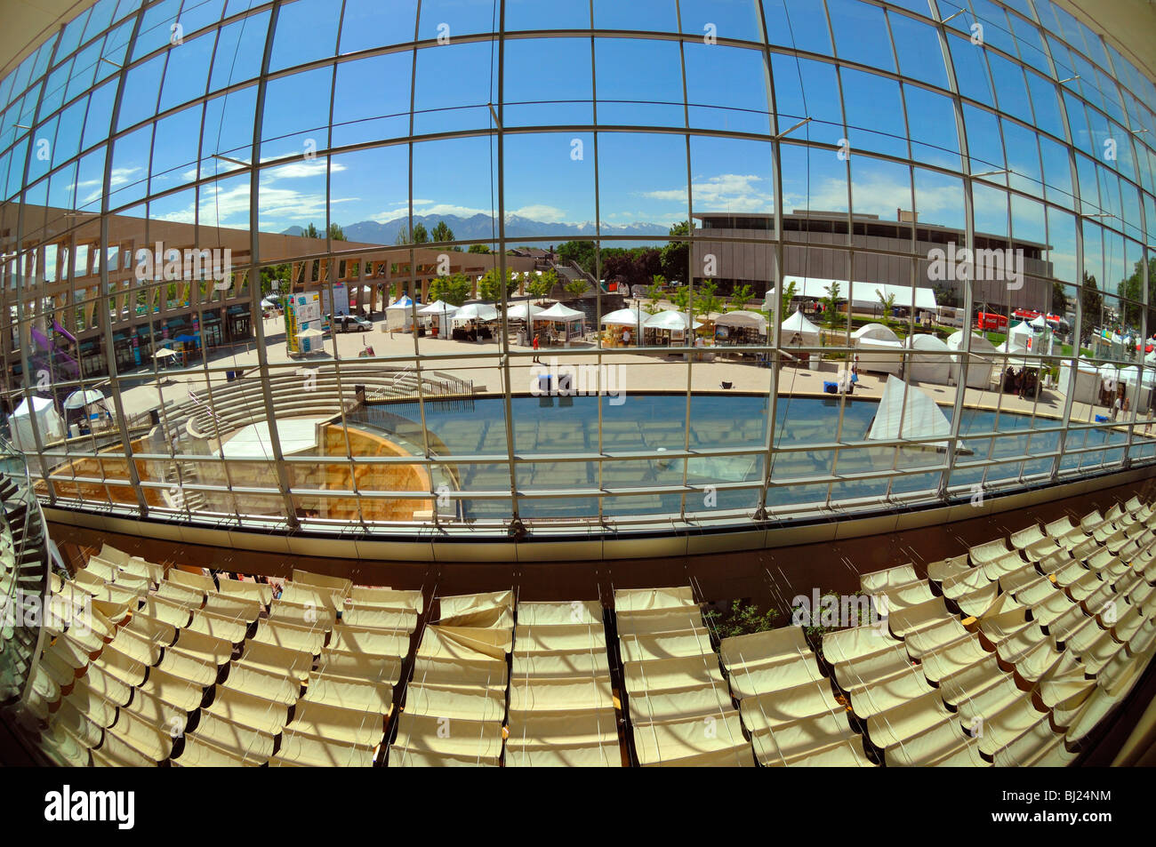 Als ein Beispiel für hervorragende bürgerliche Architektur der City Public Library in Salt Lake City ein hohes Renommee, Utah hat gefeiert. Stockfoto