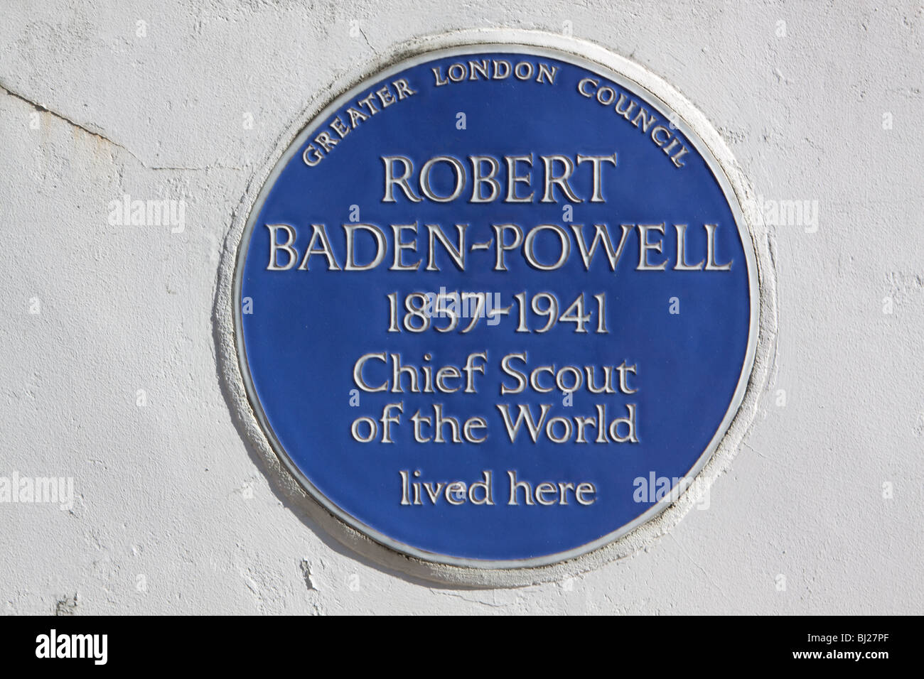 Blaue Plakette gewidmet Robert Baden Powell den Chief Scout der Welt Stockfoto