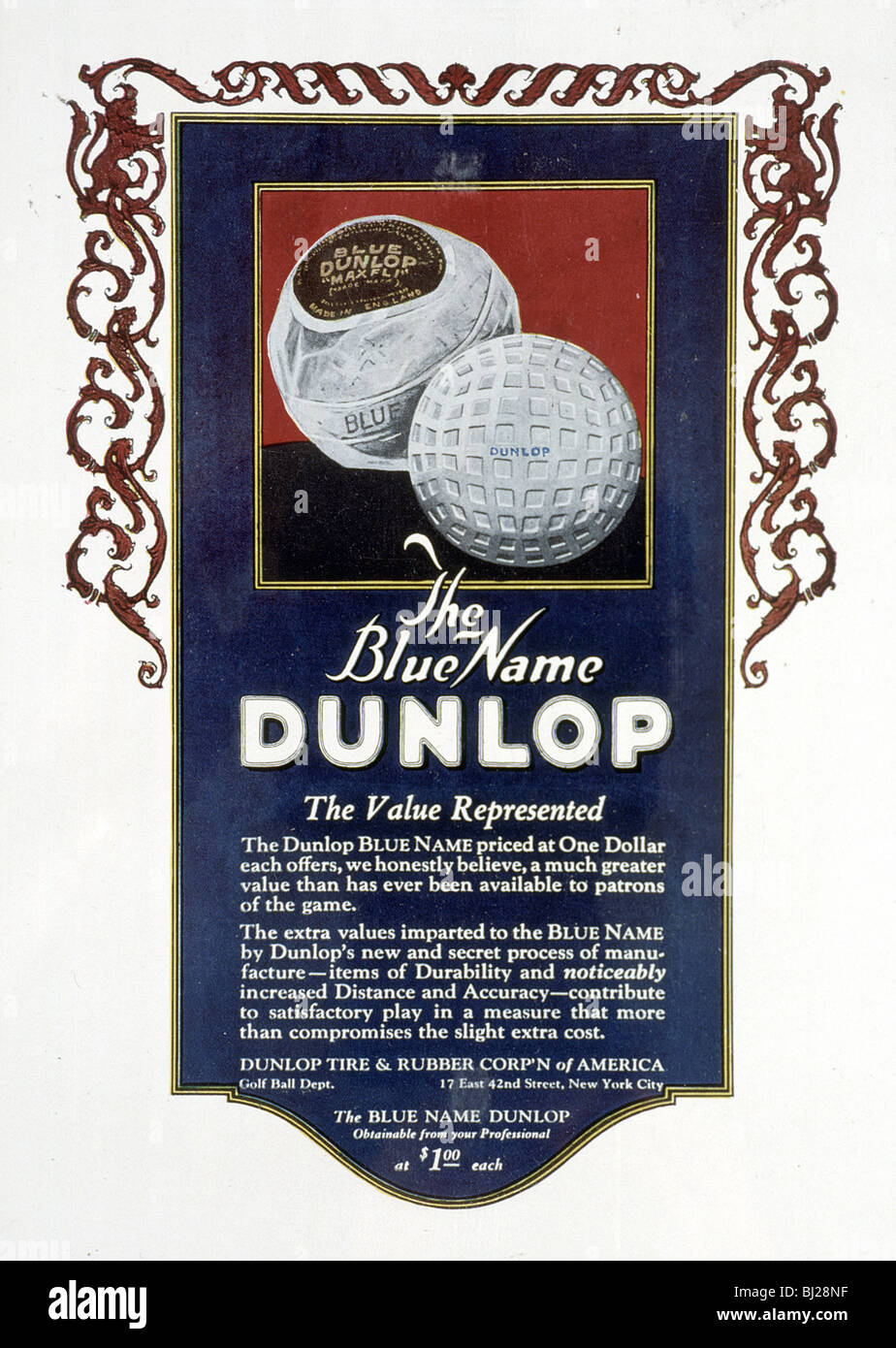 Werbung für Dunlop Blau Maxfli Golf Ball, 1923. Artist: Unbekannt Stockfoto