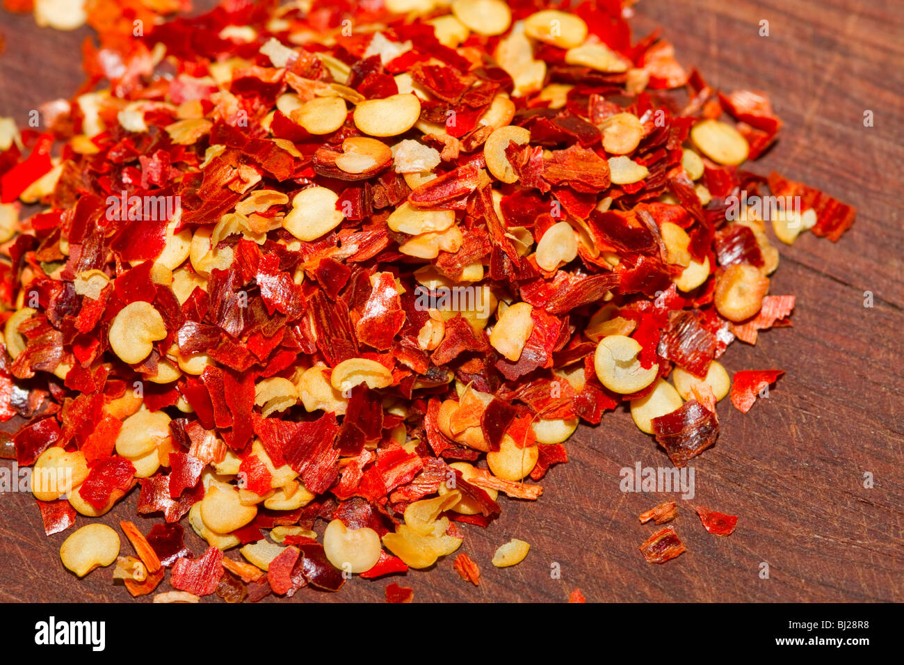 Nahaufnahme der getrockneten Boden rote Chilischoten Stockfoto