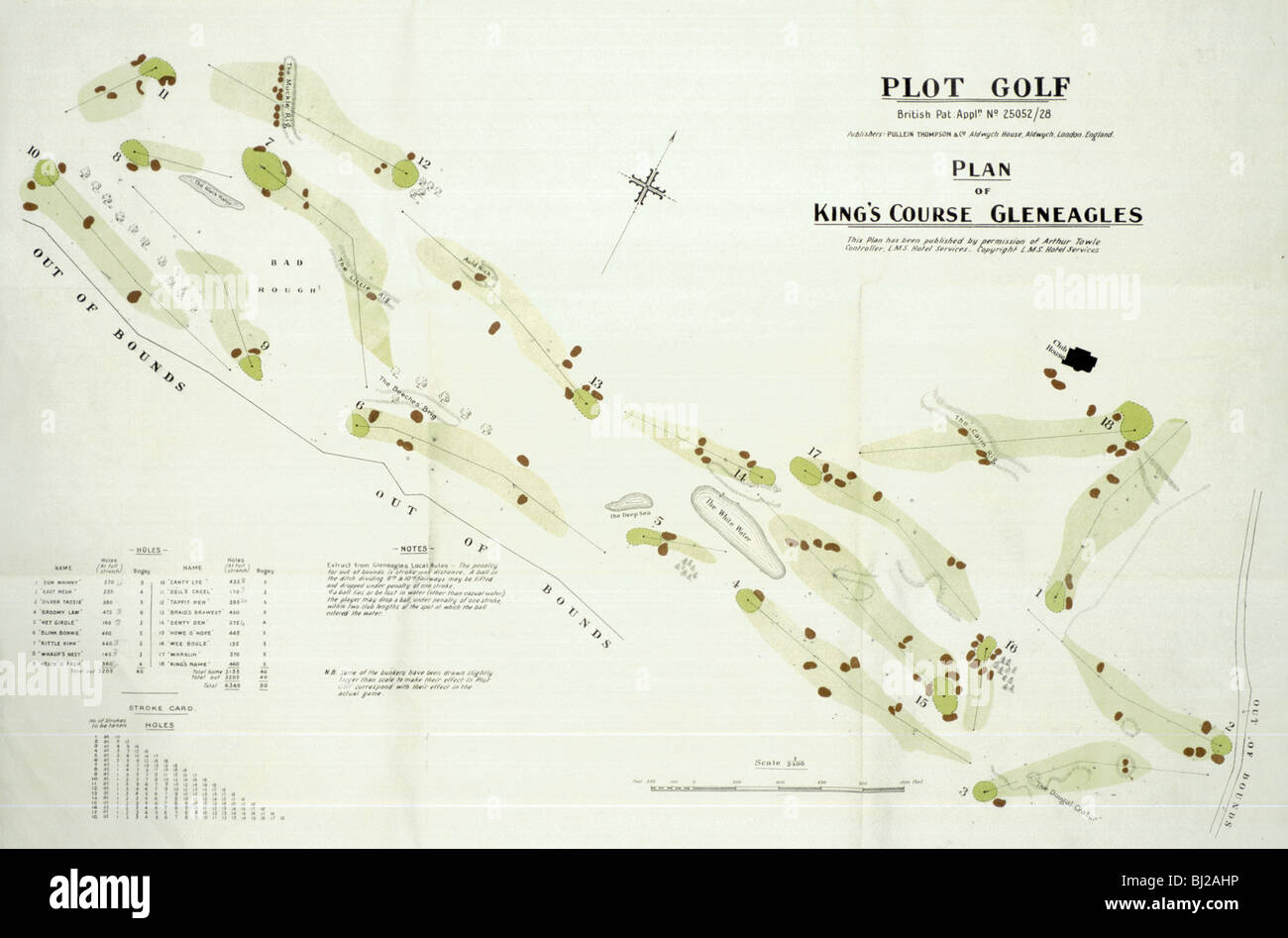 Karte von Gleneagles Golf Course, c 1920. Artist: Unbekannt Stockfoto