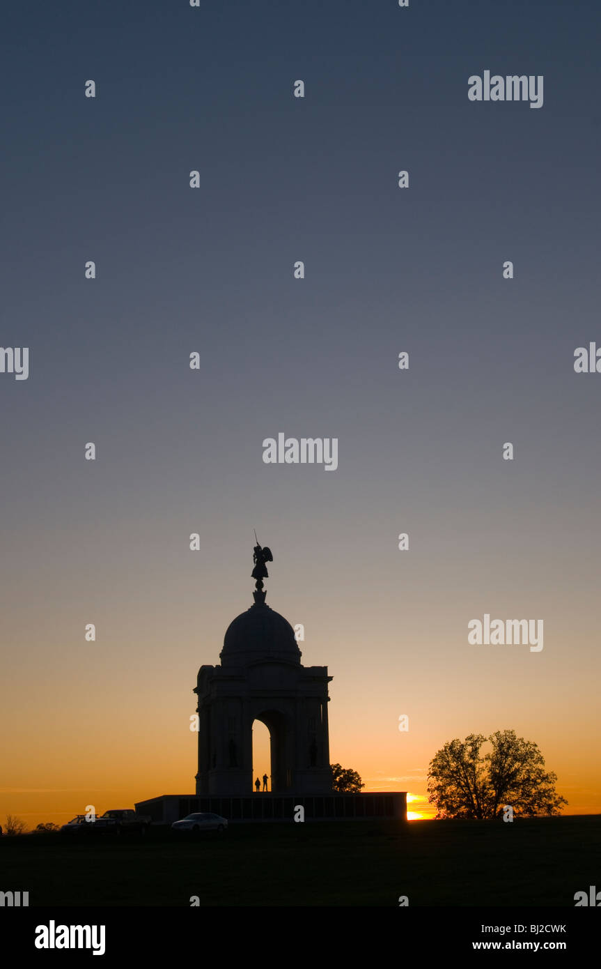 Pennsylvania State Memorial bei Sonnenuntergang. Gettysburg National Military Park, Gettysburg, Pennsylvania, USA. Stockfoto