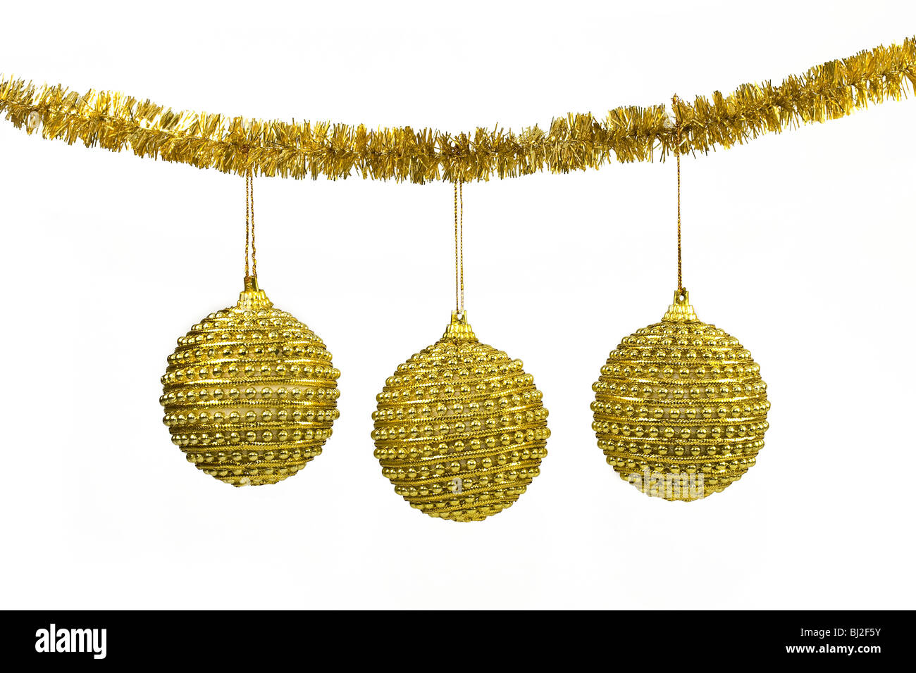 Goldene Kugeln - Weihnachtsdekoration Stockfoto