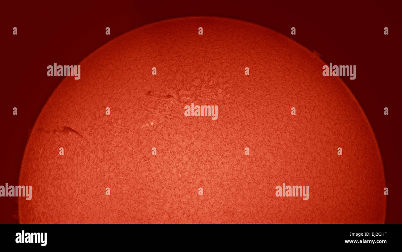 Scheibe der Sonne fotografiert in Wasserstoff Alpha, 8.3.2010 Stockfoto