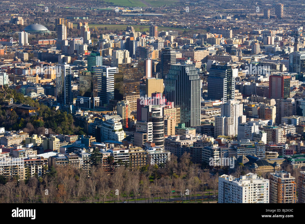 Panorama der Innenstadt von Santiago, Chile, Südamerika Stockfoto