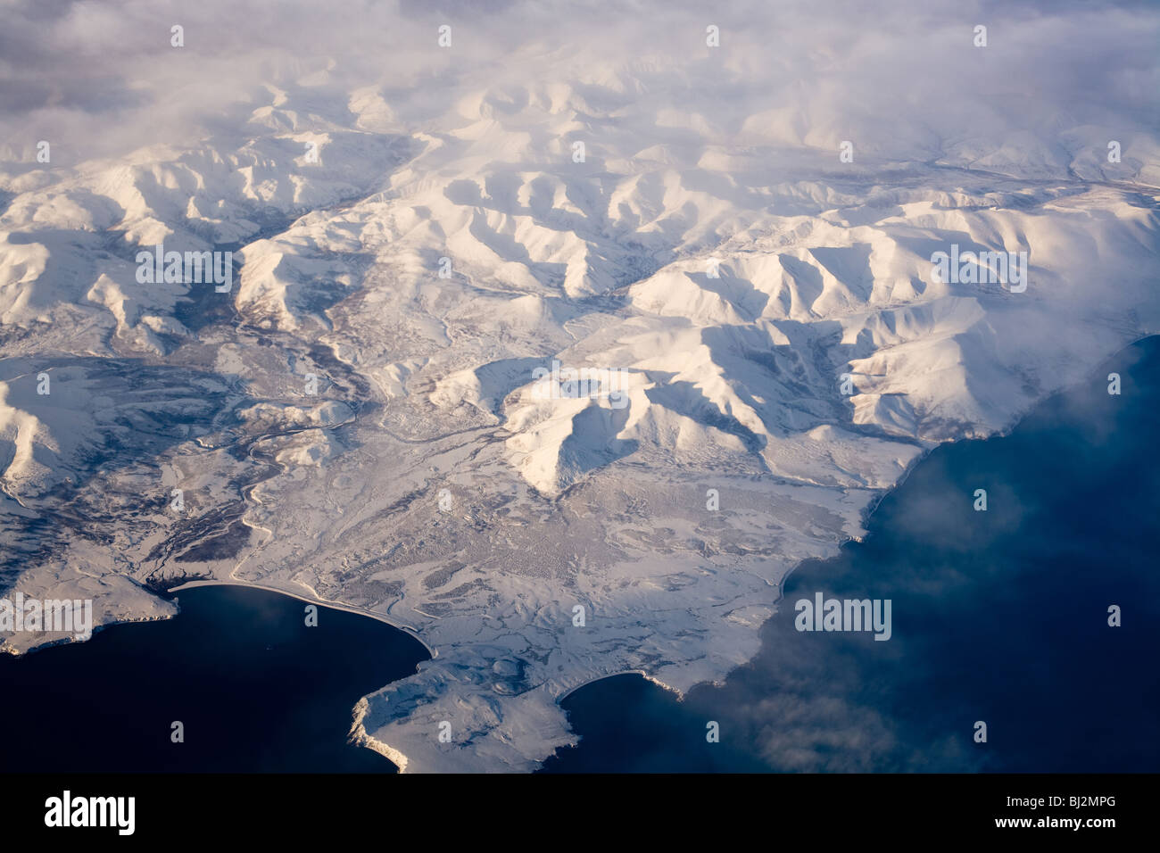 Luftaufnahme des gefrorenen Boden am Nordpol Stockfoto