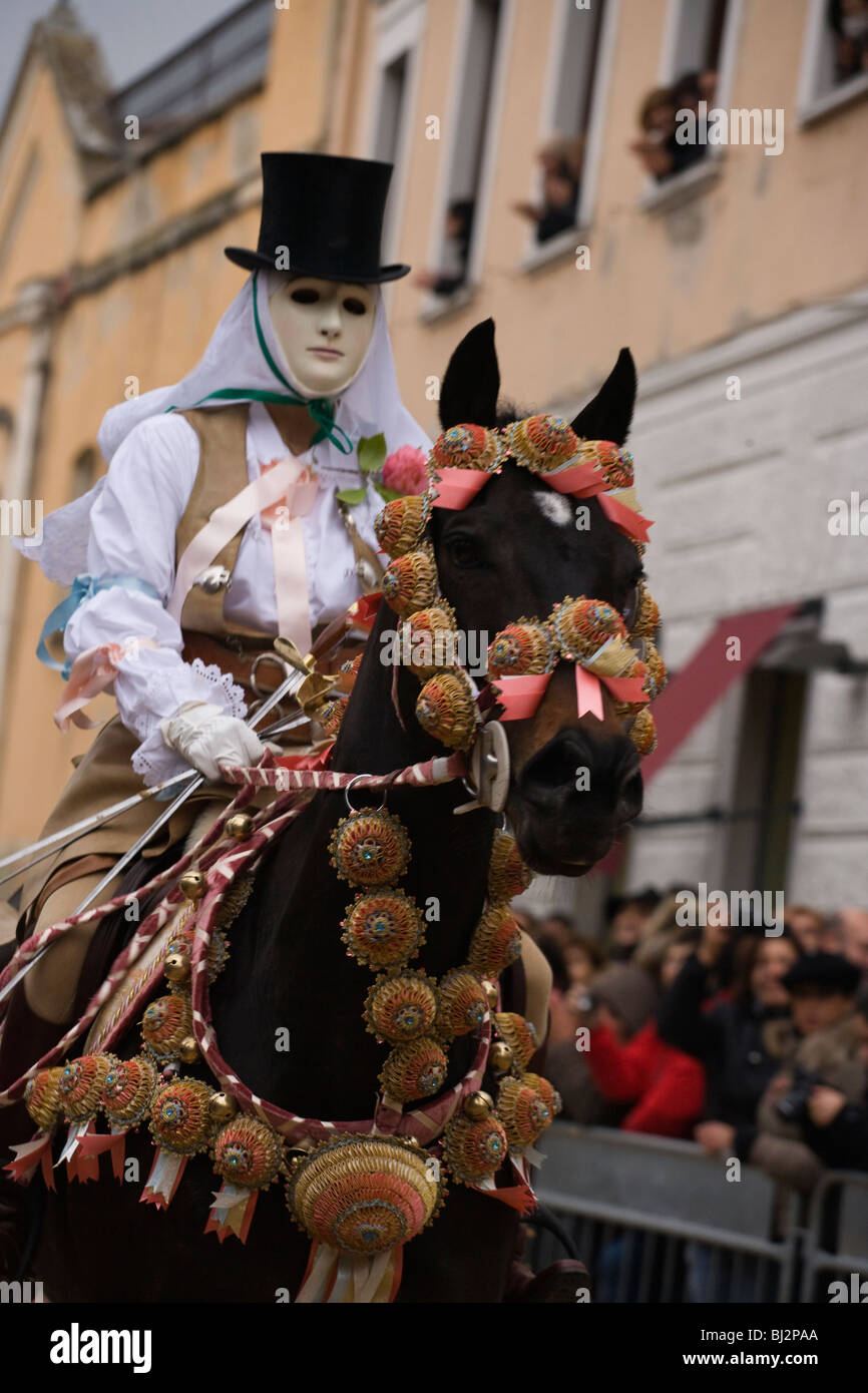 Pferd Sartiglia Sardinien Italien Tradition Festival Stockfoto