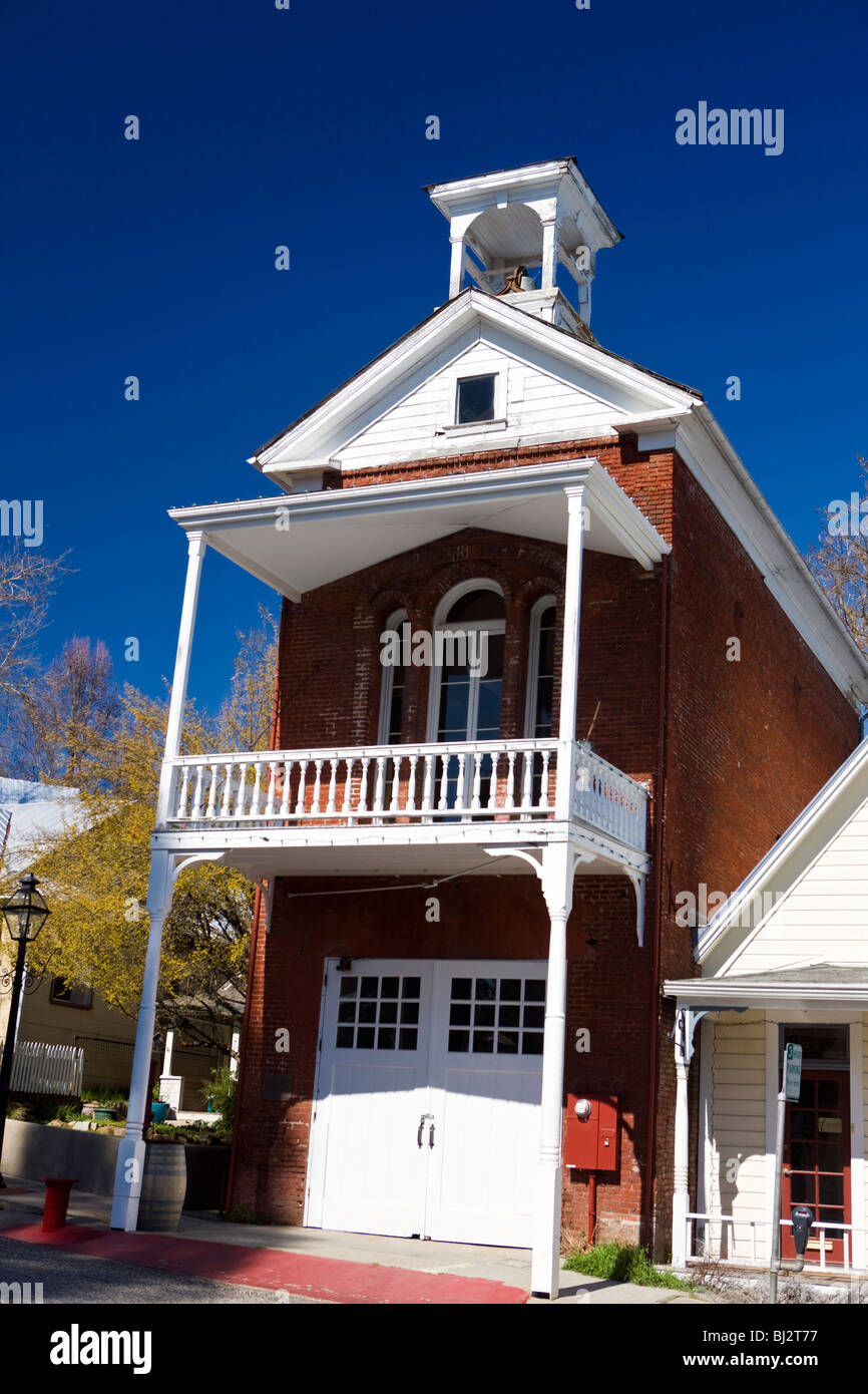 Feuerwache Nr. 2, Broad Street, Nevada City, Kalifornien, Vereinigte Staaten von Amerika Stockfoto