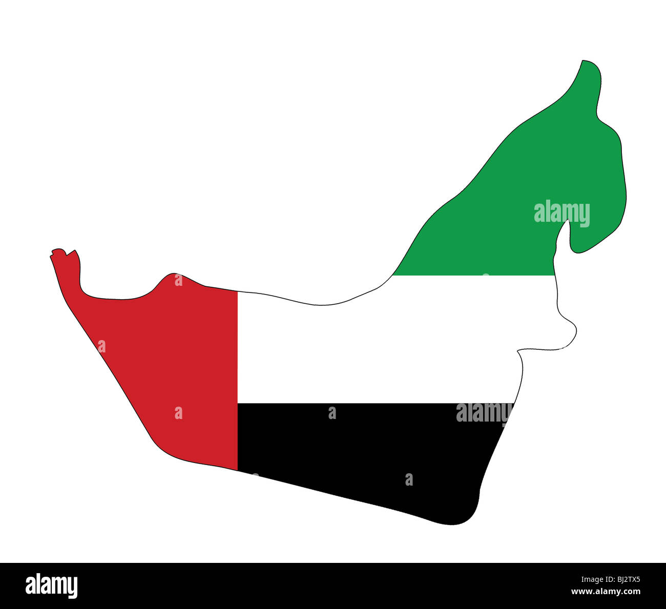 Vereinigte Arabische Emirate Karte mit Nationalfarben Stockfoto