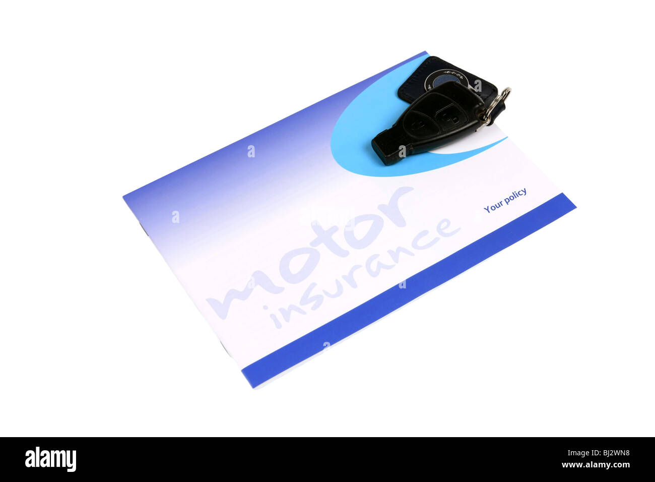 Auto Versicherung gegen einen weißen Hintergrund Stockfoto