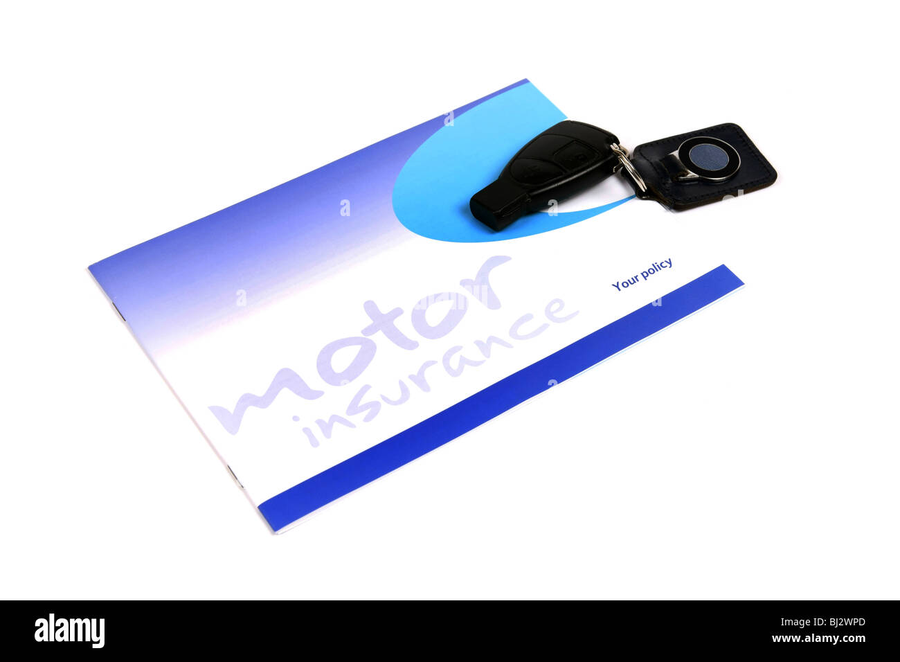 Auto Versicherung gegen einen weißen Hintergrund Stockfoto