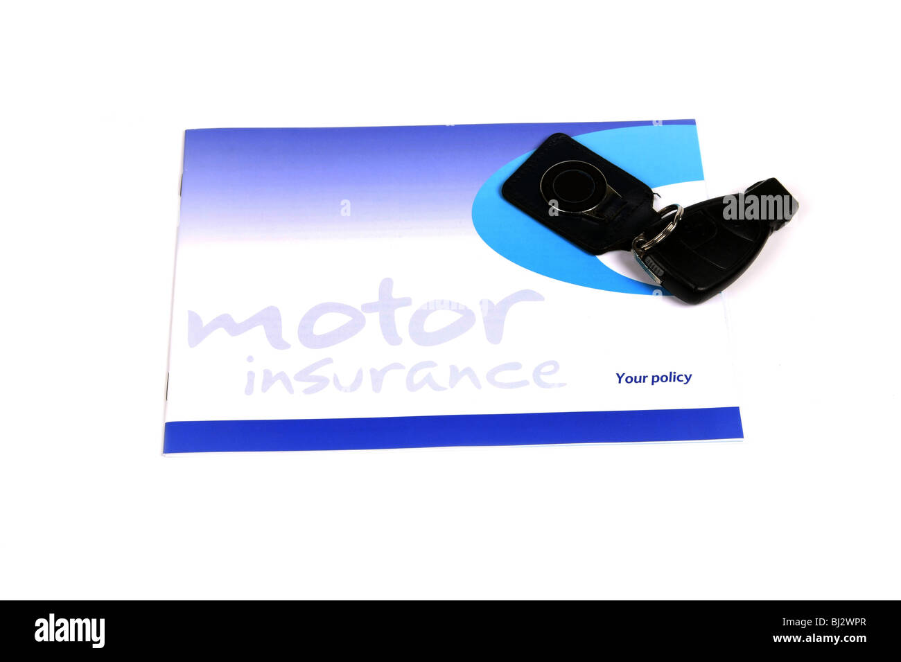 Auto Versicherung gegen einen weißen Hintergrund Stockfoto