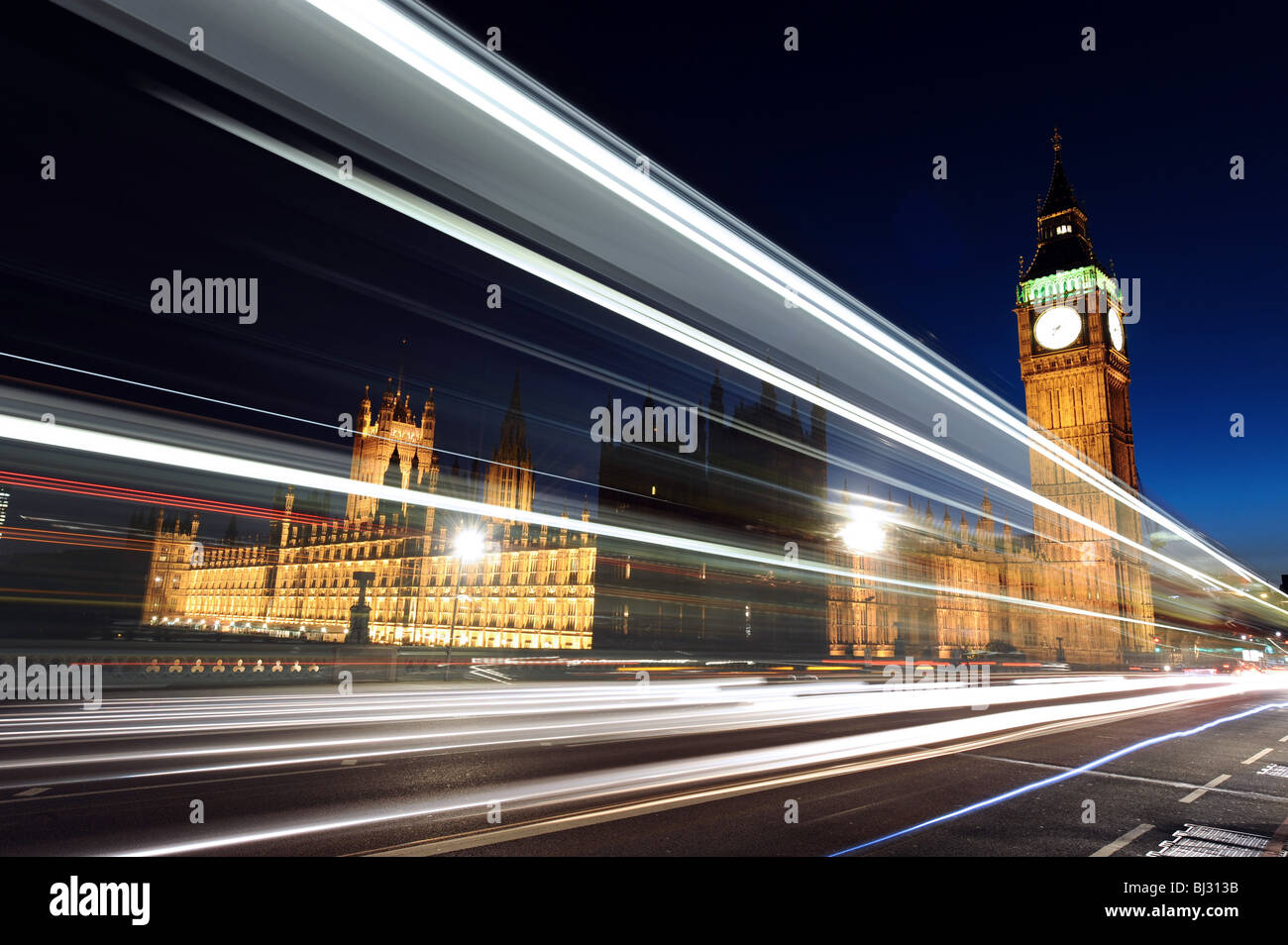Horizontales Bild von den Houses of Parliament, Big Ben am Abend Zeit London England Stockfoto