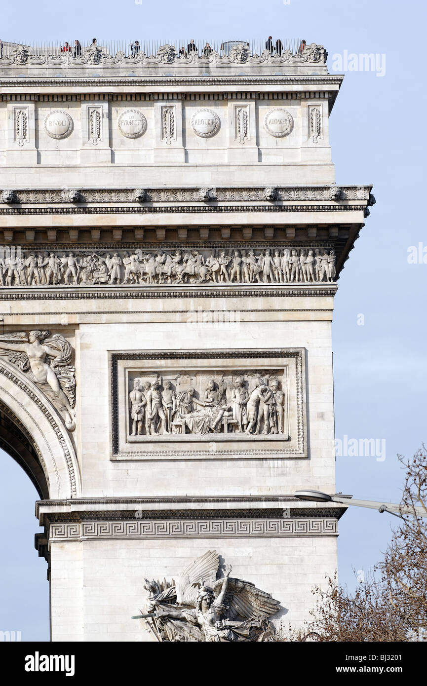 Ecke des Arc de Triomphe de l'Étoile, Paris, Frankreich Stockfoto
