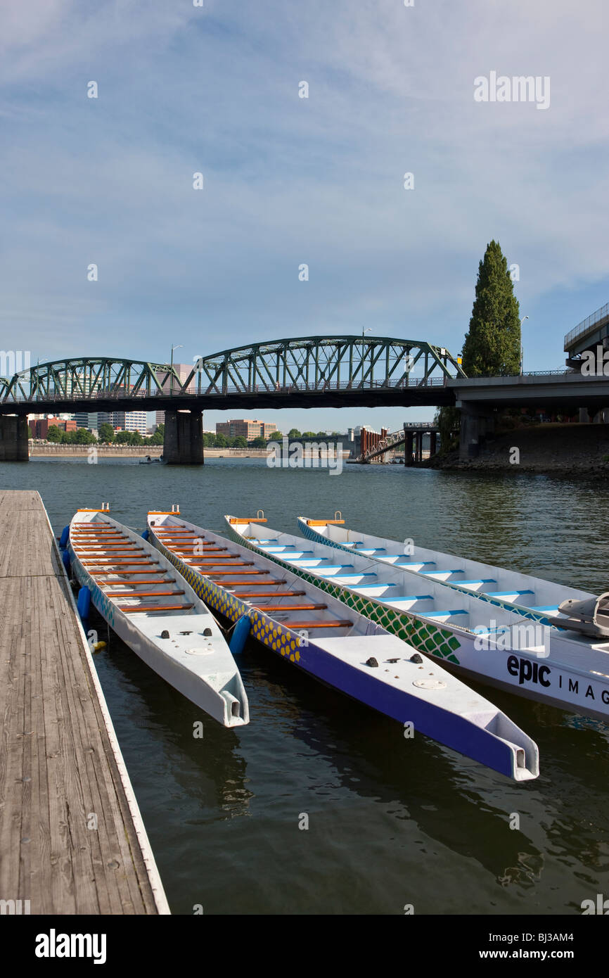 Wilamette Fluss, Morrison Bridge, Waterfront, Portland, Oregon, USA Stockfoto