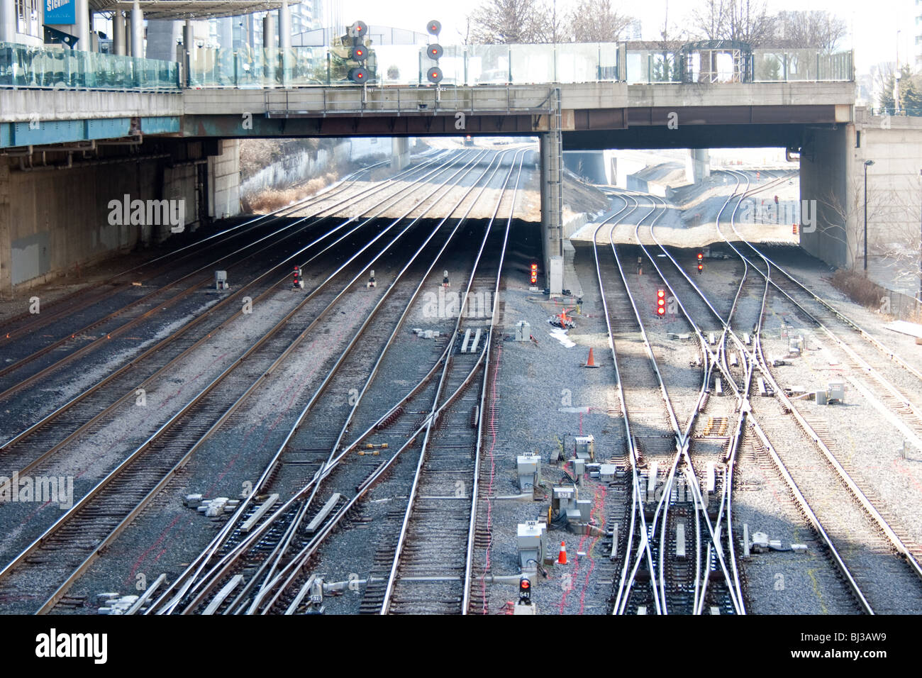 Railroad tracks in Toronto Kanada Stockfoto