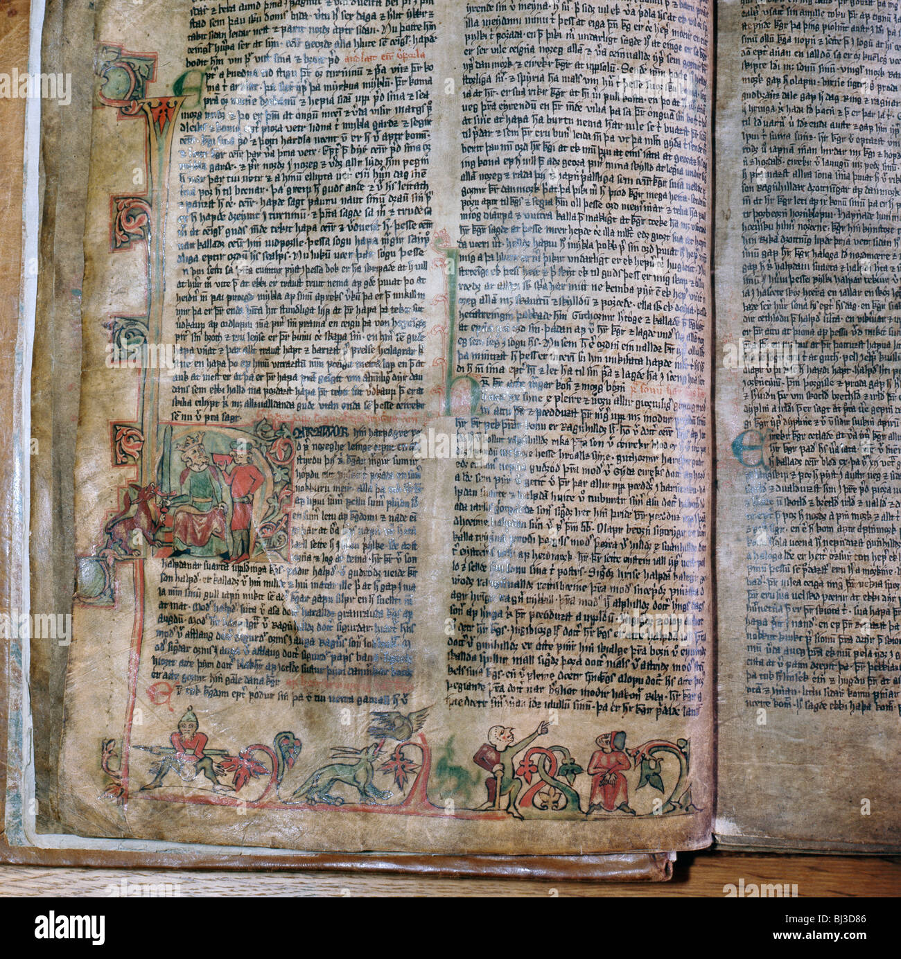 Abbildung aus der Sammlung des isländischen Sagas, Flateyjarbok, Viking, 14. Jahrhundert. Künstler: Werner Forman Stockfoto