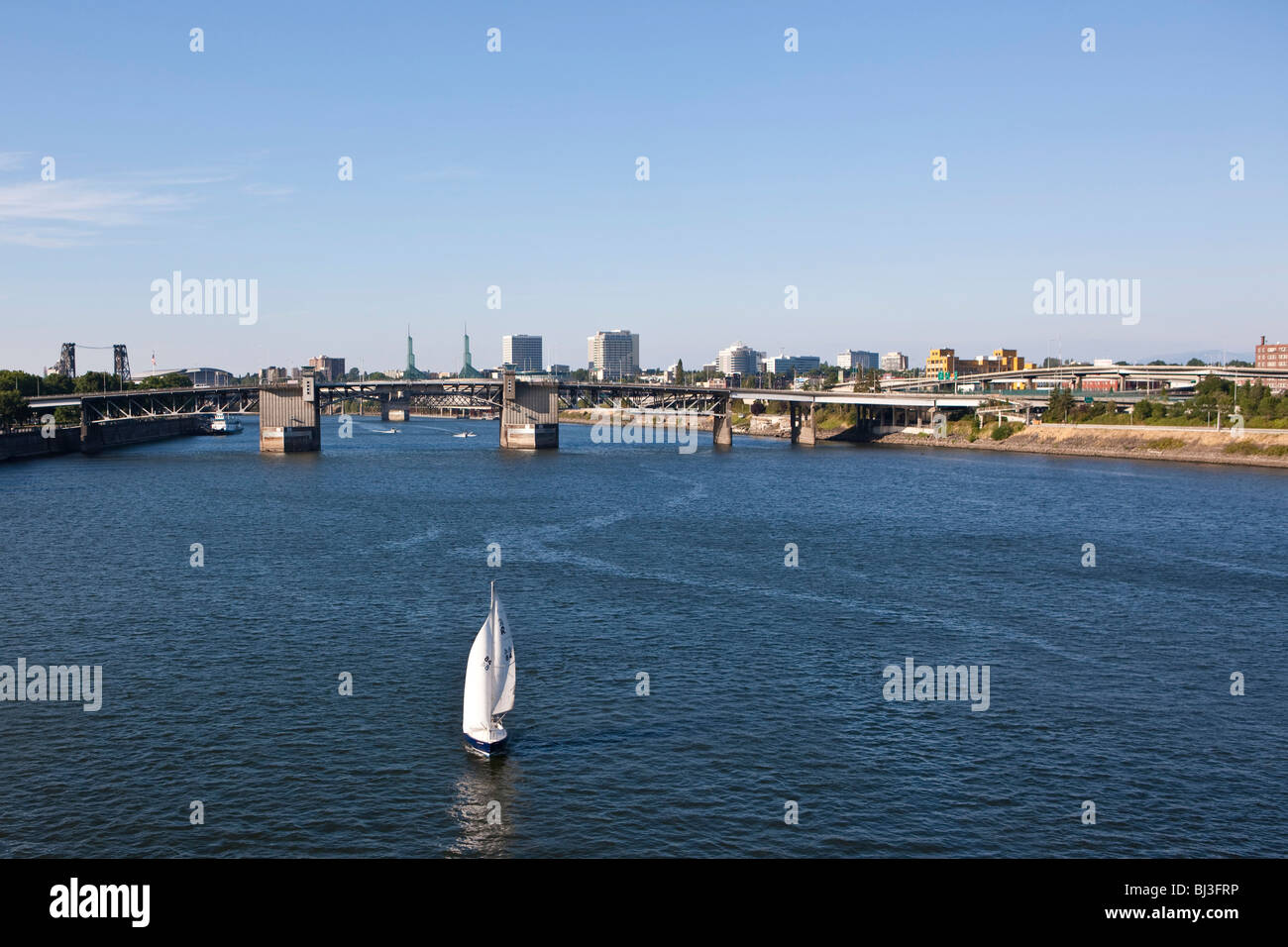 Ansicht von Portland, in den Rücken der Morrison Bridge, Portland, Displayqualität, USA Stockfoto