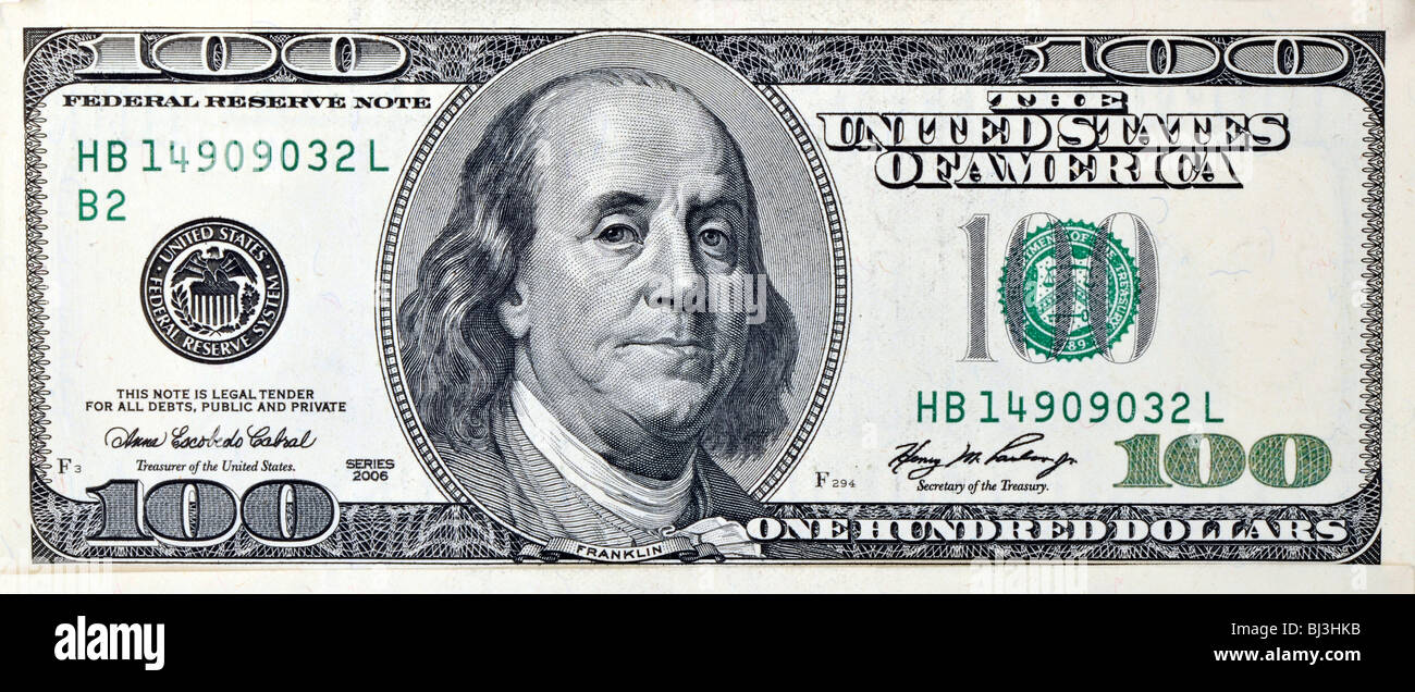100-Dollar-Schein Stockfoto