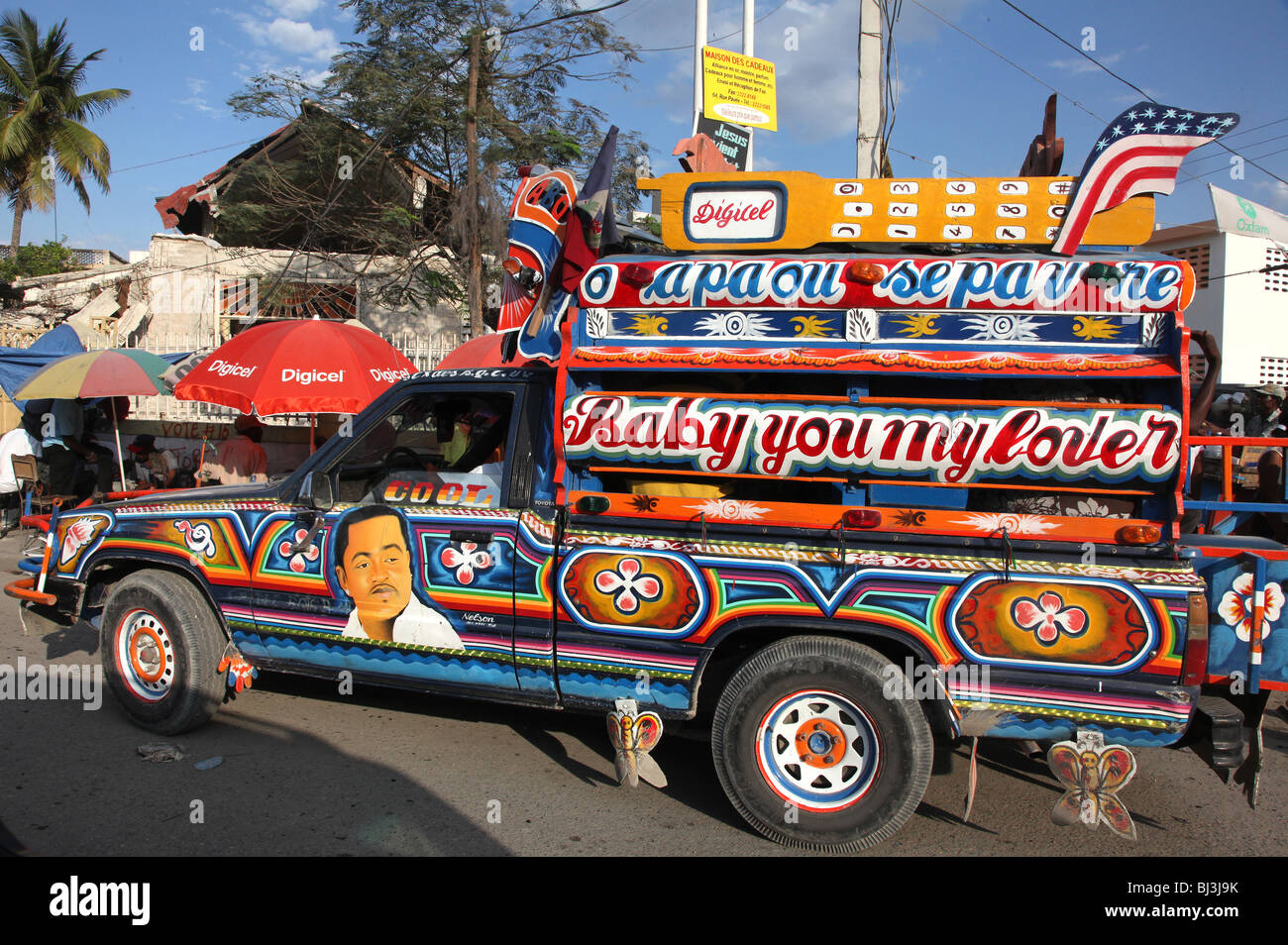 Tippen Sie auf tippen Sie Taxi, Port au Prince, Haiti Stockfoto
