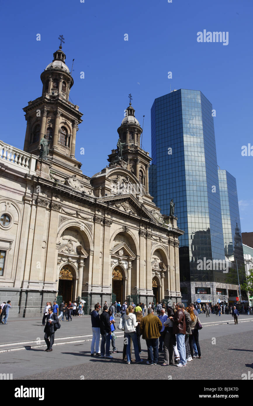 Kathedrale, Plaza de Armas, Santiago de Chile, Chile, Südamerika Stockfoto