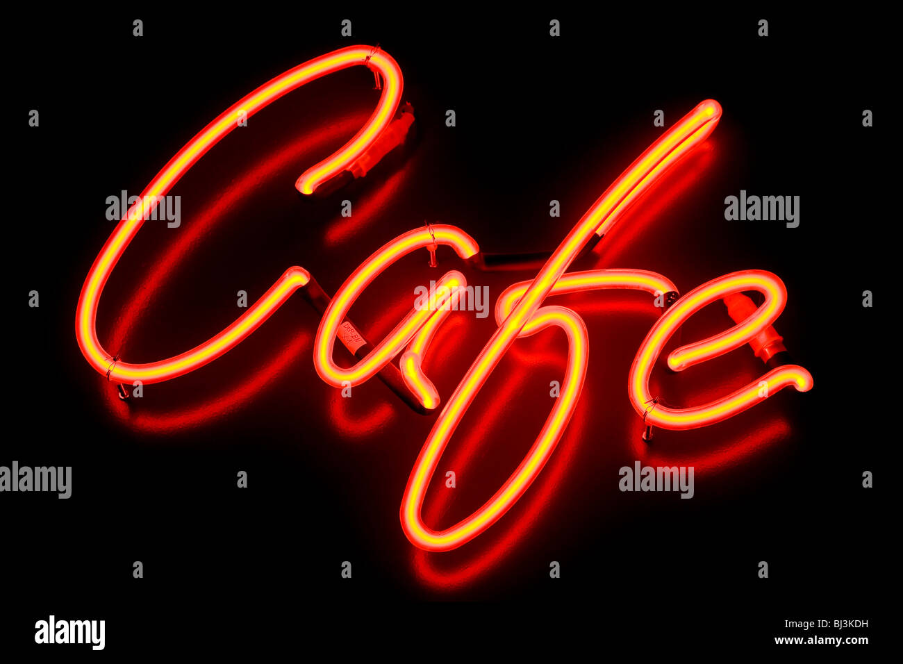 "Cafe', rote Leuchtreklame Stockfoto