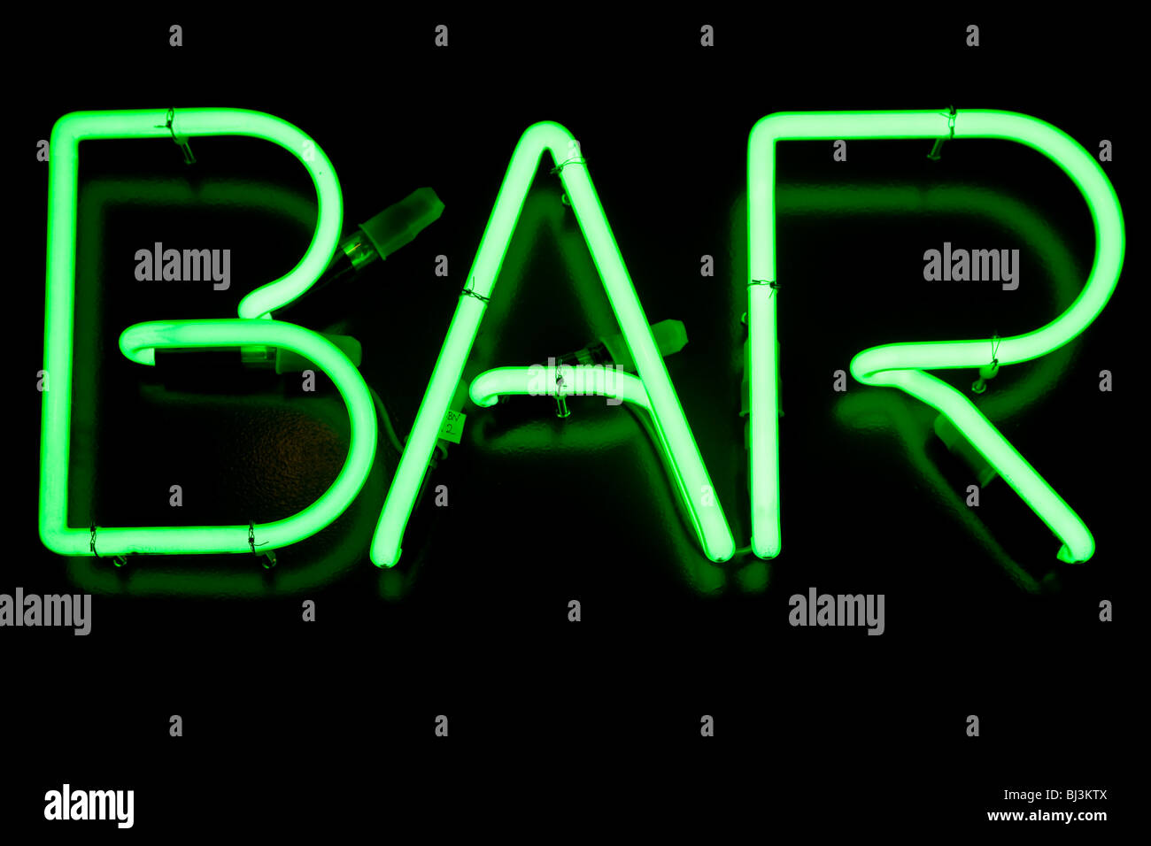 "Bar", grün Neon sign Stockfoto