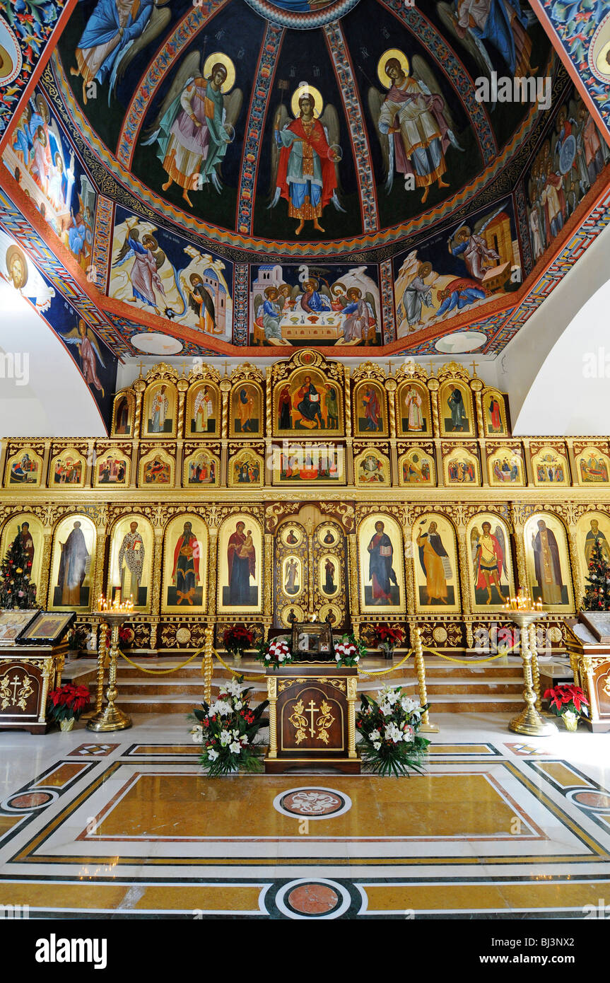 Ikonen, Russisch-orthodoxe Kirche, Altea, Costa Blanca, Alicante Provinz, Spanien, Europa Stockfoto